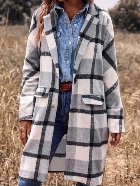 Loose Geometric Shawl Collar Casual Overcoat, Multicolor, Trench Coats
Loose Geometric Shawl Collar Casual Overcoat, Multicolor, Trench Coats