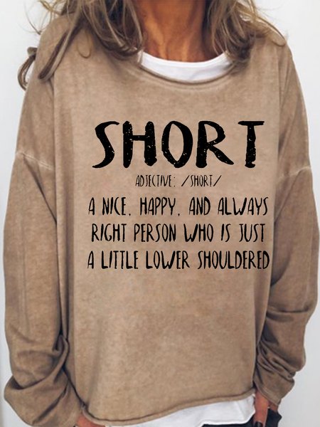 Women's Casual Funny Short Person Definition Sweatshirt, Light brown, Hoodies&Sweatshirts