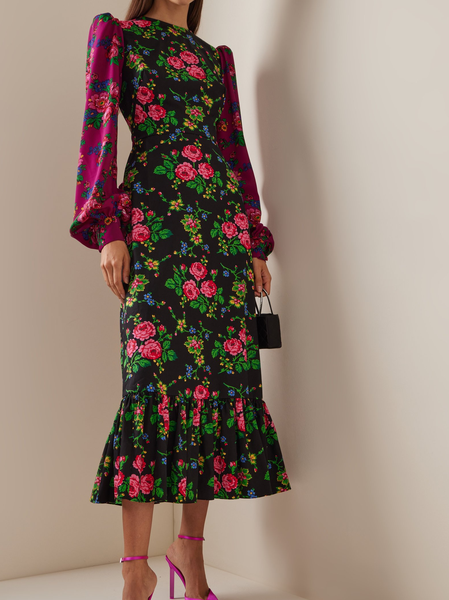 Floral Elegant Regular Fit Dress & Party Dress, As picture, Maxi Dresses
