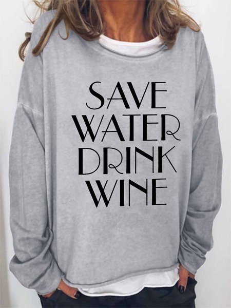 Women's Funny Word Save Water Drink Wine Loose Simple Text Letters Crew Neck Sweatshirt, Gray, Hoodies&Sweatshirts
Women's Funny Word Save Water Drink Wine Loose Simple Text Letters Crew Neck Sweatshirt, Gray, Hoodies&Sweatshirts
