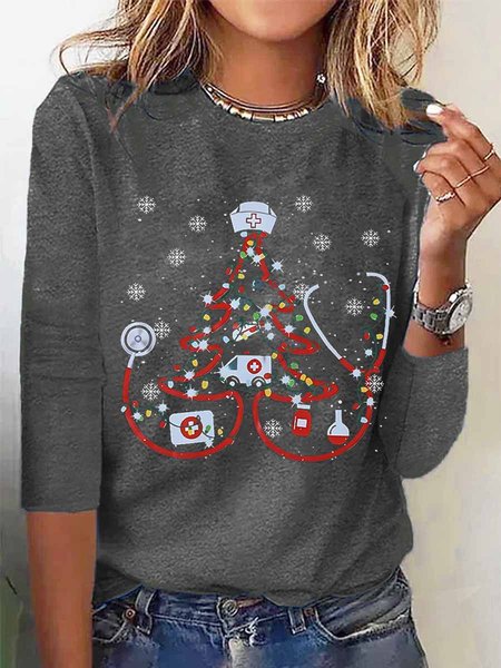 Women Camisetas de Navidad para enfermera Simple Regular Fit Crew Neck Long Sleeve Top, Gray, Long sleeves
Women Camisetas de Navidad para enfermera Simple Regular Fit Crew Neck Long Sleeve Top, Gray, Long sleeves