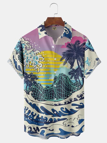 Ukiyo-e Ocean Waves Coconut Tree Chest Pocket Short Sleeve Hawaiian Shirt, Blue, Men Shirts
Ukiyo-e Ocean Waves Coconut Tree Chest Pocket Short Sleeve Hawaiian Shirt, Blue, Men Shirts