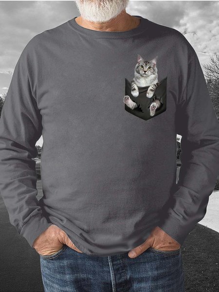 Men’s Cat In The Pocket Pattern Casual Animal Sweatshirt, Deep gray, Hoodies&Sweatshirts
Men’s Cat In The Pocket Pattern Casual Animal Sweatshirt, Deep gray, Hoodies&Sweatshirts