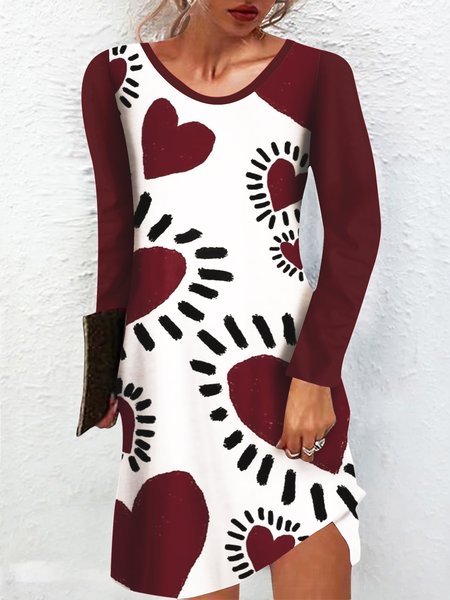 Women's Valentine’s Day Heart Casual Regular Fit Crew Neck Dress, Wine red, Dresses
Women's Valentine’s Day Heart Casual Regular Fit Crew Neck Dress, Wine red, Dresses