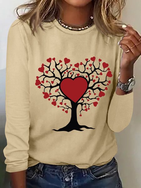 Women‘s Simple Heart Tree Crew Neck Regular Fit Long Sleeve Top, Khaki, Long sleeves
Women‘s Simple Heart Tree Crew Neck Regular Fit Long Sleeve Top, Khaki, Long sleeves