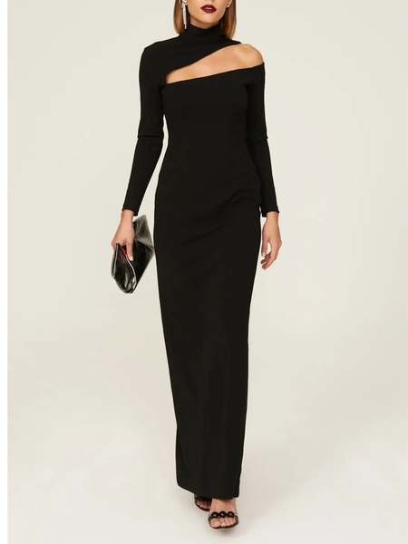 Half Turtleneck Elegant Long Sleeve Dress & Party Dress, Black, Maxi Dresses
Half Turtleneck Elegant Long Sleeve Dress & Party Dress, Black, Maxi Dresses