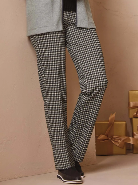 Geometric Cotton-Blend Loose Casual Casual Pants, Multicolor, Pants