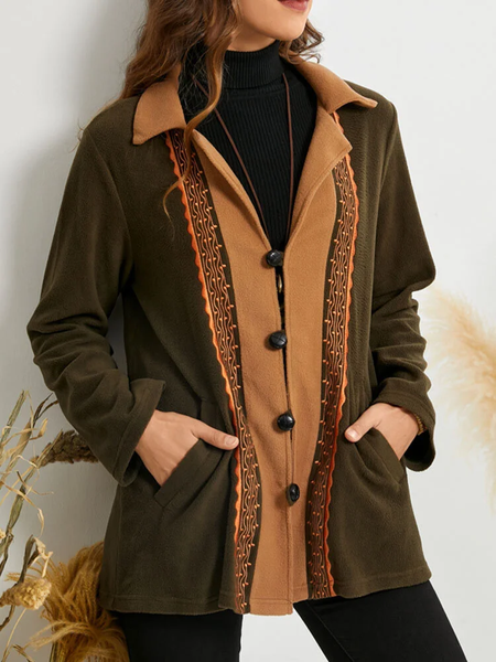 Casual Regular Fit Teddy Jacket, Army green, Coats