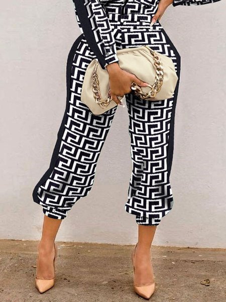 Abstract Print Urban Regular Fit Fashion Pants, Black, Pants 
Abstract Print Urban Regular Fit Fashion Pants, Black, Pants