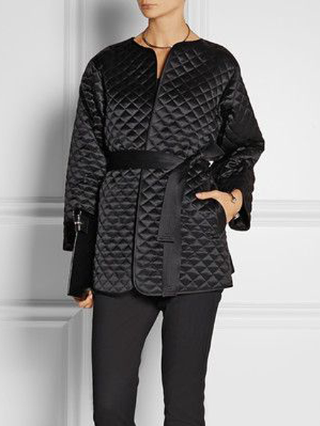 Loose Urban Crew Neck Long sleeve Fleece Daily Coat, Black, Others
