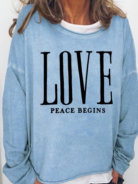 Women's love peace Begin Letters Casual Sweatshirt, Light blue, Hoodies&Sweatshirts
Women's love peace Begin Letters Casual Sweatshirt, Light blue, Hoodies&Sweatshirts