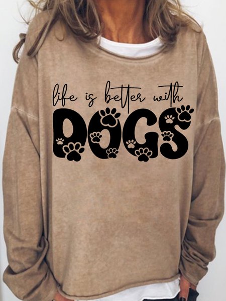 Women's Life Is Better With Dogs Letters Casual Crew Neck Sweatshirt, Light brown, Hoodies&Sweatshirts
Women's Life Is Better With Dogs Letters Casual Crew Neck Sweatshirt, Light brown, Hoodies&Sweatshirts