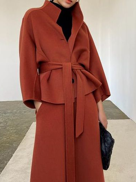 Loose Urban Long sleeve Stand Collar Plain Jacket, Datered, Jackets