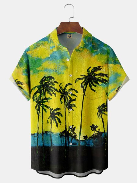 Art Painting Coconut Tree Chest Pocket Short Sleeve Hawaiian Shirt, Yellow, Short Sleeve Shirts
Art Painting Coconut Tree Chest Pocket Short Sleeve Hawaiian Shirt, Yellow, Short Sleeve Shirts