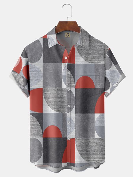 Geometry Plaid Chest Pocket Short Sleeve Hawaiian Shirt, Gray, Short Sleeve Shirts
Geometry Plaid Chest Pocket Short Sleeve Hawaiian Shirt, Gray, Short Sleeve Shirts