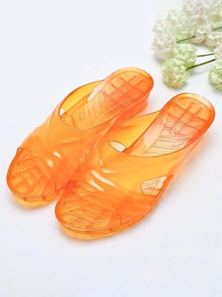 Crystal Clear Waterproof Wedge Slides, Yellow, Sandals & Slippers