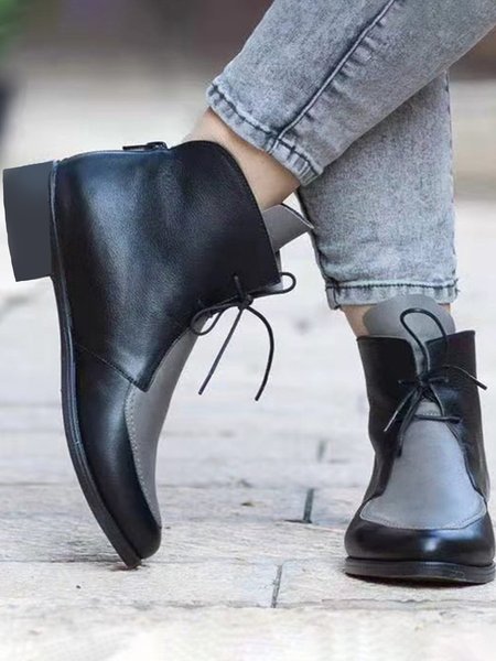 Comfortable Soft Leather Colorblock Lace-Up Pointed Toe Chukkas Booties, Gray, Boots
Comfortable Soft Leather Colorblock Lace-Up Pointed Toe Chukkas Booties, Gray, Boots