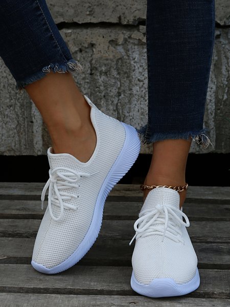 Plus Size Breathable Mesh Fabric Lace-up Decor Sports Sneakers, White, Women Shoes
Plus Size Breathable Mesh Fabric Lace-up Decor Sports Sneakers, White, Women Shoes