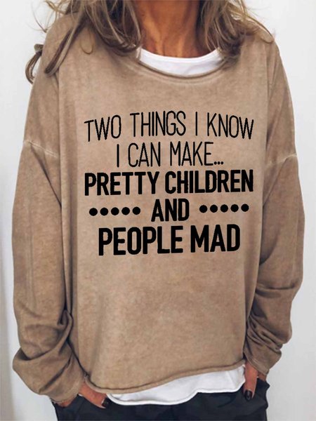 Women's Funny Word Two Things I Know I Can Make Loose Crew Neck Simple Sweatshirt, Khaki, Hoodies&Sweatshirts
Women's Funny Word Two Things I Know I Can Make Loose Crew Neck Simple Sweatshirt, Khaki, Hoodies&Sweatshirts