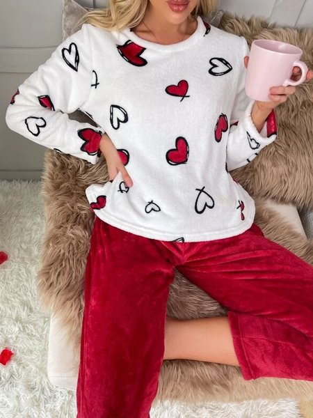 Crew Neck Loose Casual Fluff/Granular Fleece Fabric Two-Piece Set, Red, Suit Set
Crew Neck Loose Casual Fluff/Granular Fleece Fabric Two-Piece Set, Red, Suit Set