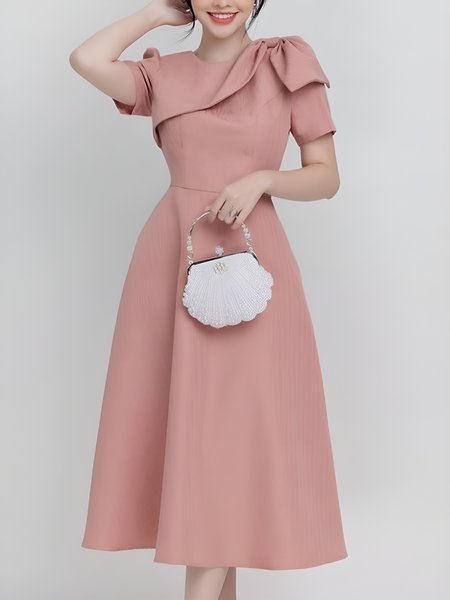 Crew Neck Elegant Plain Regular Fit Short sleeve No Elasticity Party Dress, Pink, Midi Dresses
Crew Neck Elegant Plain Regular Fit Short sleeve No Elasticity Party Dress, Pink, Midi Dresses