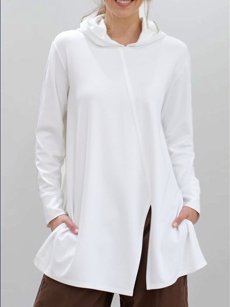 Hoodie Casual Plain Regular Fit T-Shirt, White, T-Shirts