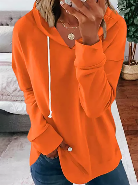 Plus Size Hoodie Loose Casual Sweatshirt, Orange, Hoodies & Sweatshirts
