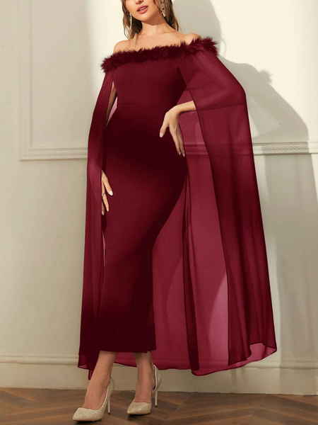 Off Shoulder Fuzzy Trim Split Thigh Chiffon Prom Dress, Red, Maxi Dresses
Off Shoulder Fuzzy Trim Split Thigh Chiffon Prom Dress, Red, Maxi Dresses