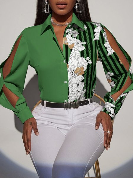 Long sleeve Regular Fit Floral Shirt Collar Elegant Blouse, Green, Blouses and Shirts
Long sleeve Regular Fit Floral Shirt Collar Elegant Blouse, Green, Blouses and Shirts