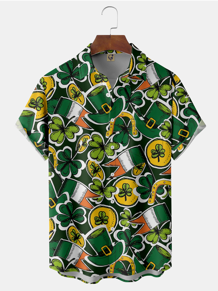 St. Patrick's Day Four-Leaf Clover Chest Pocket Short Sleeve Shirt, Green, Men Shirts
St. Patrick's Day Four-Leaf Clover Chest Pocket Short Sleeve Shirt, Green, Men Shirts