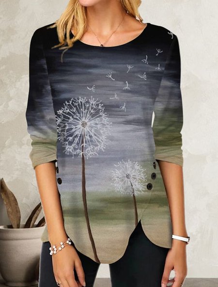 Casual Dandelion T-Shirt, Multicolor, T-Shirts