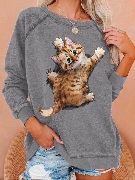 Womens Funny Cat Stuck On SweaterShirt Casual Crew Neck Sweatshirt, Gray, Hoodies&Sweatshirts
Womens Funny Cat Stuck On SweaterShirt Casual Crew Neck Sweatshirt, Gray, Hoodies&Sweatshirts