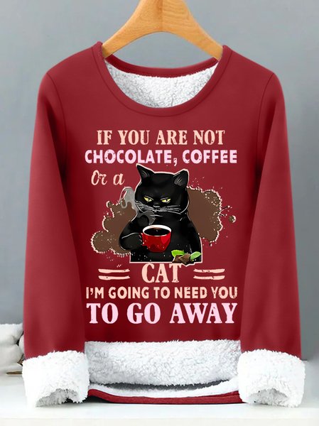 Women's If You Are Not Chocolate Coffee Or A Cat Go Away Funny Black Cat Graphic Print Crew Neck Simple Loose Warmth Fleece Sweatshirt, Red, Hoodies&Sweatshirts
Women's If You Are Not Chocolate Coffee Or A Cat Go Away Funny Black Cat Graphic Print Crew Neck Simple Loose Warmth Fleece Sweatshirt, Red, Hoodies&Sweatshirts