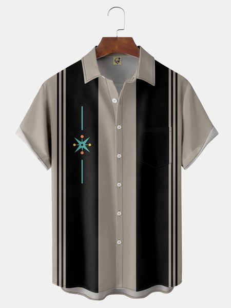 Mid Century Geometric Chest Pocket Short Sleeve Bowling Shirt, Light khaki, Men Shirts
Mid Century Geometric Chest Pocket Short Sleeve Bowling Shirt, Light khaki, Men Shirts