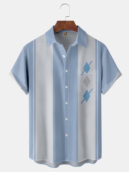 Mid Century Geometric Chest Pocket Short Sleeve Bowling Shirt, Light blue, Men Shirts
Mid Century Geometric Chest Pocket Short Sleeve Bowling Shirt, Light blue, Men Shirts