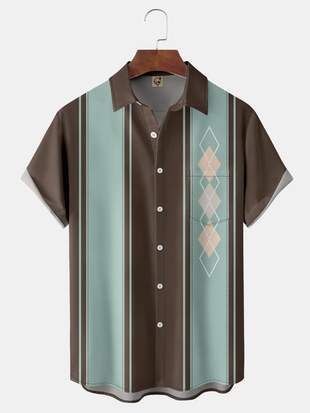 Mid Century Geometric Chest Pocket Short Sleeve Bowling Shirt, Brown, Men Shirts
Mid Century Geometric Chest Pocket Short Sleeve Bowling Shirt, Brown, Men Shirts