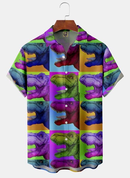Dinosaur Pop Art Chest Pocket Short Sleeve Casual Shirt, Purple, Short Sleeve Shirts
Dinosaur Pop Art Chest Pocket Short Sleeve Casual Shirt, Purple, Short Sleeve Shirts