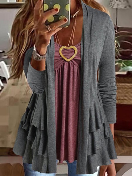 Regular Fit Casual Plain Square Neck Top, Gray, Tunics