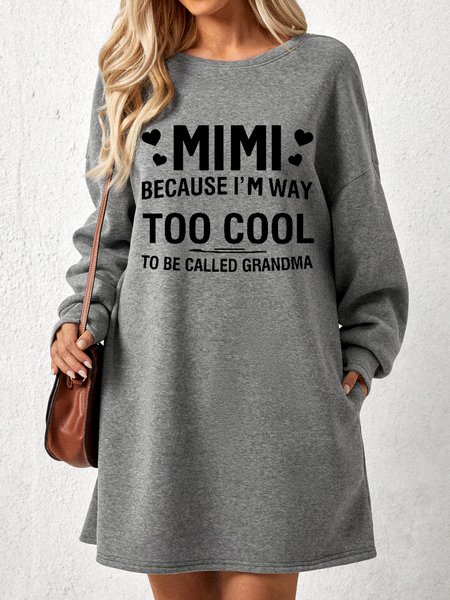 Women's Funny Grandma Casual Loose Dress, Gray, Dresses