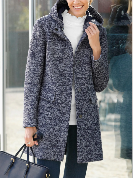 Loose Casual Hoodie Overcoat, Deep gray, Coats