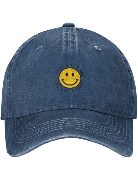 Have A Nice Day Quotes Text Letters Adjustable Hat, Navy blue, Hats