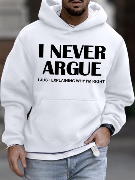 Men's I Never Argun Just Explaining Why I'm Right Funny Graphic Print Hoodie Text Letters Loose Casual Sweatshirt, White, Hoodies&Sweatshirts
Men's I Never Argun Just Explaining Why I'm Right Funny Graphic Print Hoodie Text Letters Loose Casual Sweatshirt, White, Hoodies&Sweatshirts
