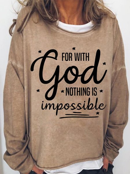 Women‘s With God Nothing is Impossible Crew Neck Simple Sweatshirt, Khaki, Hoodies&Sweatshirts
Women‘s With God Nothing is Impossible Crew Neck Simple Sweatshirt, Khaki, Hoodies&Sweatshirts