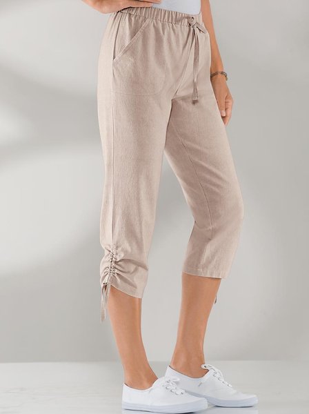 Lightweight Summer Ladies Cropped Pants, Light khaki, Pants