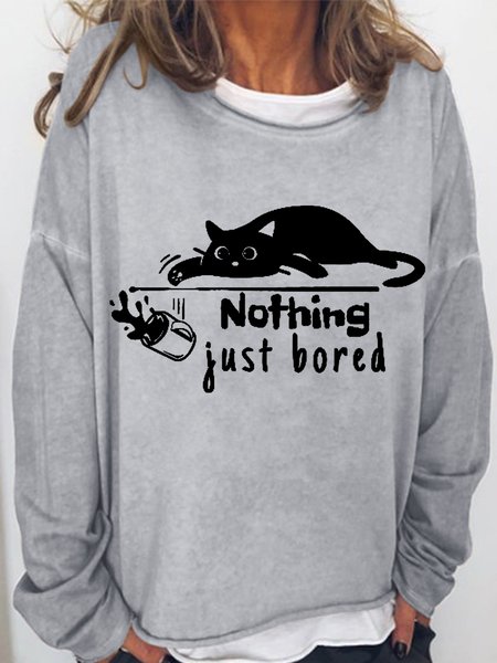 Women's Nothing Just Bored Cat Simple Loose Crew Neck Sweatshirt, Gray, Hoodies&Sweatshirts
Women's Nothing Just Bored Cat Simple Loose Crew Neck Sweatshirt, Gray, Hoodies&Sweatshirts