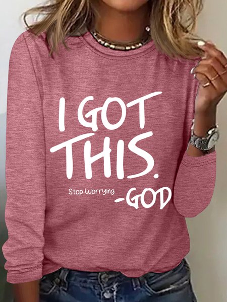 Women‘s I Got This Stop Worrying Simple Cotton-Blend Crew Neck Long Sleeve Top, Pink, Long sleeves
Women‘s I Got This Stop Worrying Simple Cotton-Blend Crew Neck Long Sleeve Top, Pink, Long sleeves