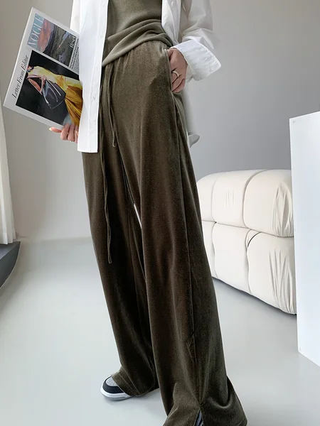 Pleuche Plain Elegant Regular Fit Fashion Pants, Brown, Pants
Pleuche Plain Elegant Regular Fit Fashion Pants, Brown, Pants