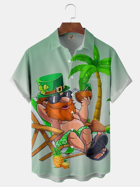 St. Patrick's Day Chest Pocket Short Sleeve Hawaiian Shirt, Green, Short Sleeve Shirts
St. Patrick's Day Chest Pocket Short Sleeve Hawaiian Shirt, Green, Short Sleeve Shirts