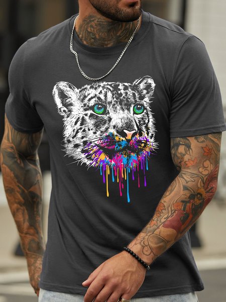 Lilicloth X Cadzart Leopard Men's T-Shirt, Deep gray, T-shirts