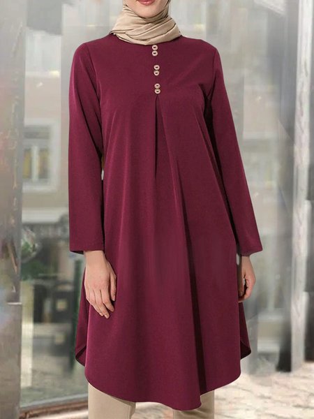 Valentine's Day Plain Loose Casual Dress, Red, Mini Dresses